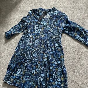 Rachel Zoe Navy and Gold Paisley Dress